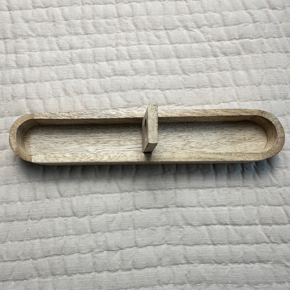 Natural Mango Wood Incense Burner Ash Catcher Oval Boat Stick Holder 12.5 Inch